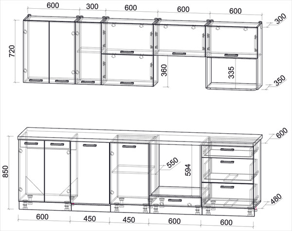 Кухонный гарнитур Интерлиния Мила Лайт 2.7-ПМ4 