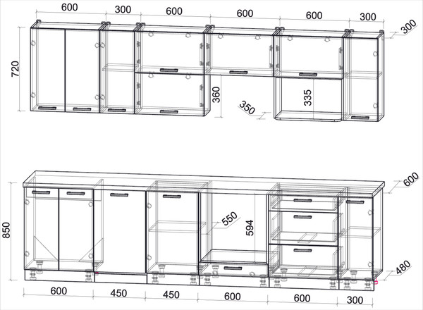 Кухонный гарнитур Интерлиния Мила Лайт 3.0-ПМ4