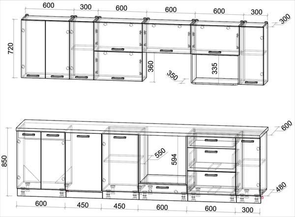 Кухонный гарнитур Интерлиния Мила Лайт 3.0-ПМ4