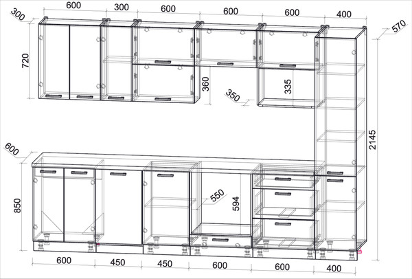 Кухонный гарнитур Интерлиния Мила Лайт 3.1-ПМ4 