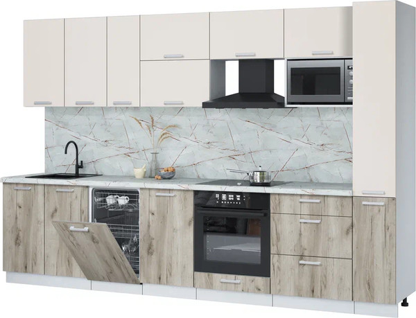 Кухонный гарнитур Интерлиния Мила Лайт 3.2-ПМ4  - фото