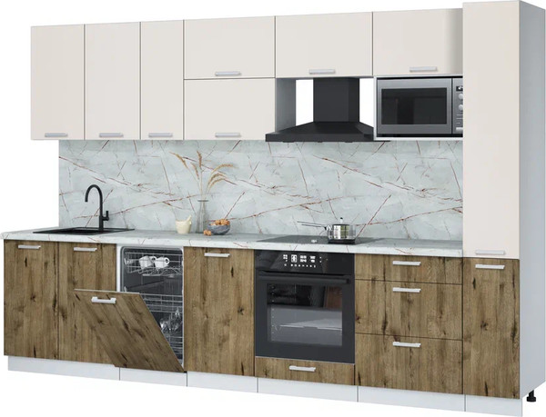 Кухонный гарнитур Интерлиния Мила Лайт 3.2-ПМ4  - фото