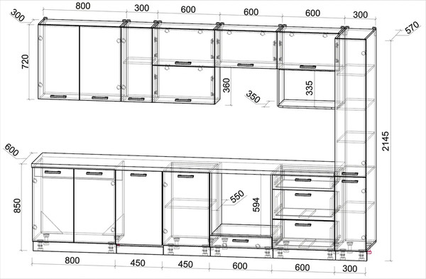 Кухонный гарнитур Интерлиния Мила Лайт 3.2-ПМ4 