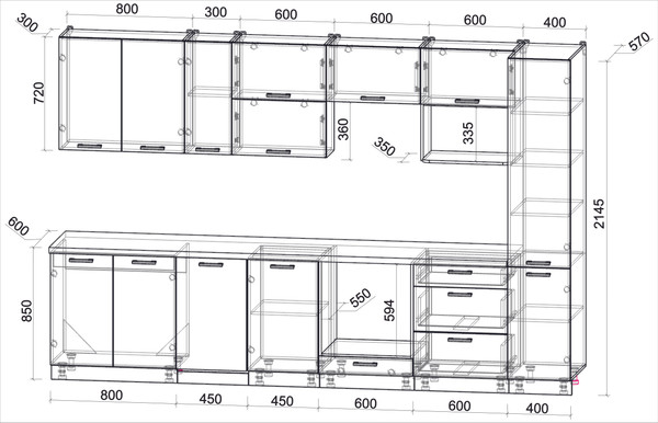 Кухонный гарнитур Интерлиния Мила Лайт 3.3-ПМ4 