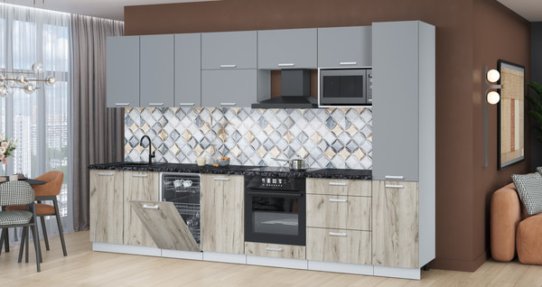 Кухонный гарнитур Интерлиния Мила Лайт 3.3-ПМ4 