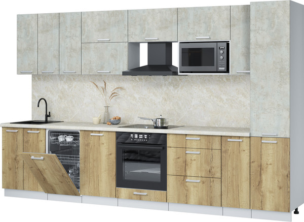 Кухонный гарнитур Интерлиния Мила Лайт 3.4-ПМ4  - фото