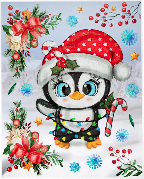 Набор наклеек на окно Золотая сказка Пингвин / 592136 - фото