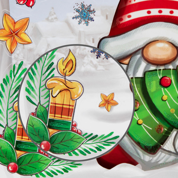 Набор наклеек на окно Золотая сказка Рождественский гном / 592137