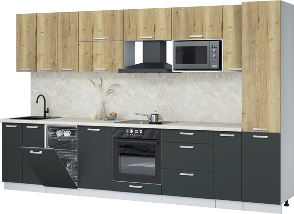 Кухонный гарнитур Интерлиния Мила Лайт 3.4-ПМ4  - фото