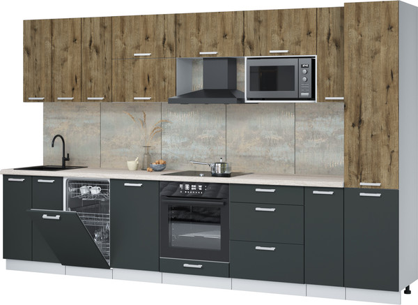 Кухонный гарнитур Интерлиния Мила Лайт 3.4-ПМ4 - фото