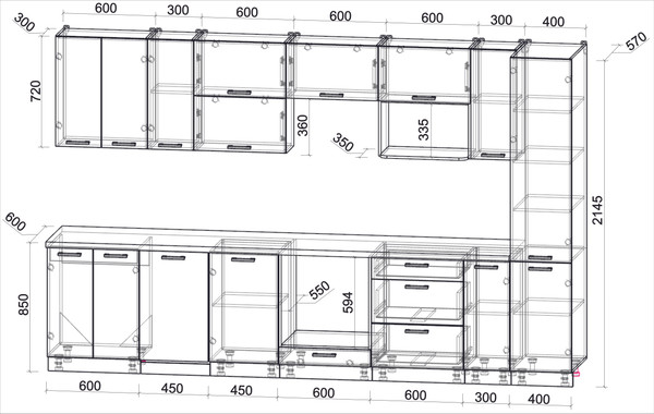 Кухонный гарнитур Интерлиния Мила Лайт 3.4-ПМ4