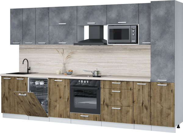 Кухонный гарнитур Интерлиния Мила Лайт 3.4-ПМ4 - фото