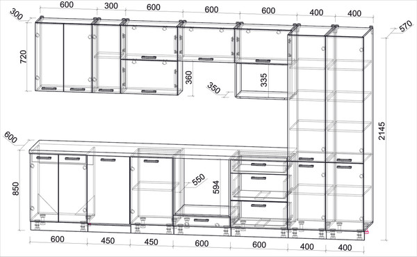 Кухонный гарнитур Интерлиния Мила Лайт 3.5-ПМ4 