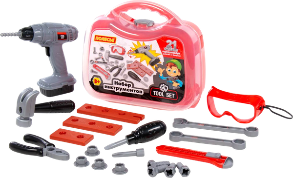 Набор инструментов игрушечный Полесье №74 + шуруповёрт / 08009 - фото