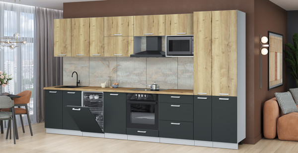 Кухонный гарнитур Интерлиния Мила Лайт 3.6-ПМ4