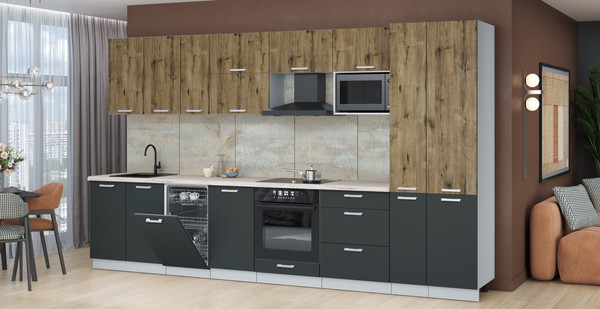 Кухонный гарнитур Интерлиния Мила Лайт 3.6-ПМ4 