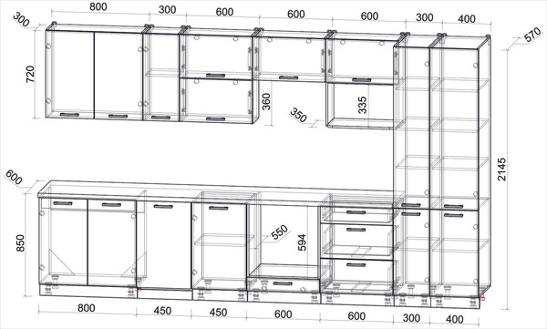 Кухонный гарнитур Интерлиния Мила Лайт 3.6-ПМ4 