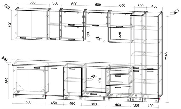 Кухонный гарнитур Интерлиния Мила Лайт 3.6-ПМ4 