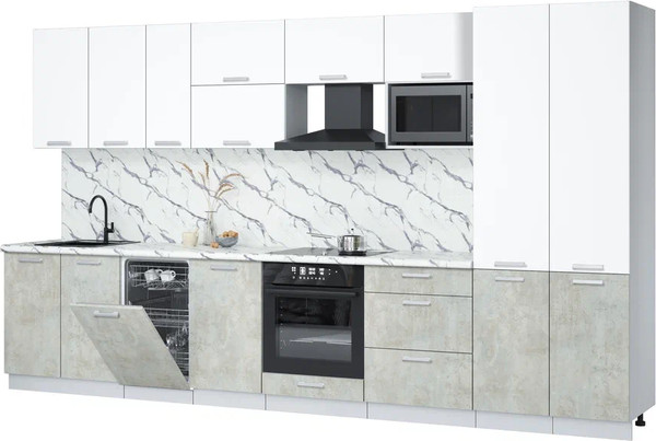 Кухонный гарнитур Интерлиния Мила Лайт 3.7-ПМ4  - фото