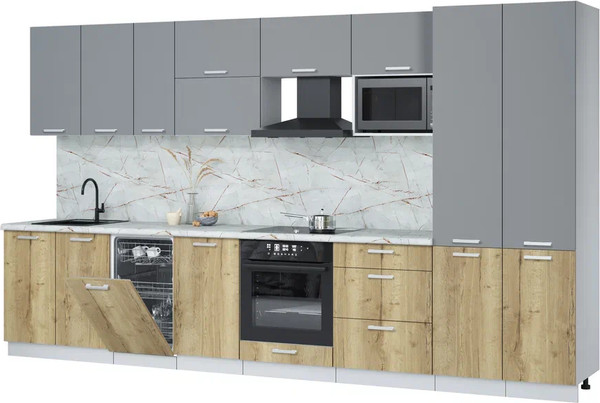 Кухонный гарнитур Интерлиния Мила Лайт 3.7-ПМ4  - фото