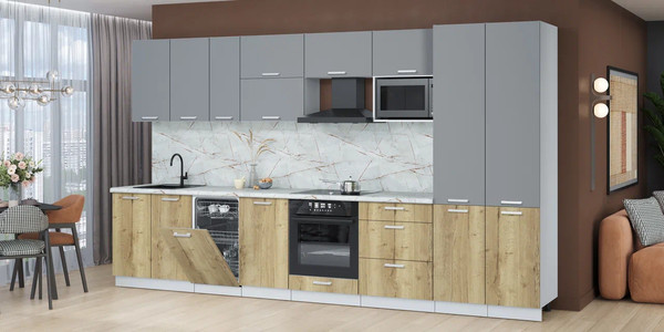 Кухонный гарнитур Интерлиния Мила Лайт 3.7-ПМ4 