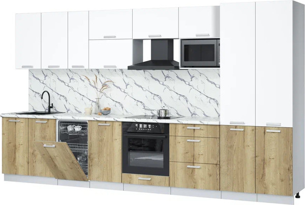 Кухонный гарнитур Интерлиния Мила Лайт 3.7-ПМ4  - фото