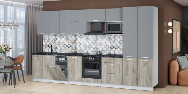 Кухонный гарнитур Интерлиния Мила Лайт 3.7-ПМ4 