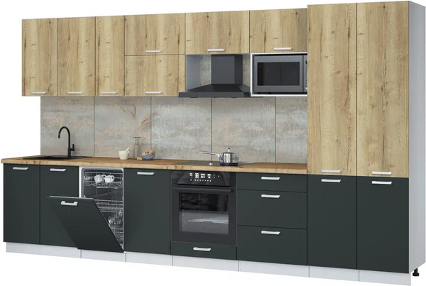 Кухонный гарнитур Интерлиния Мила Лайт 3.7-ПМ4  - фото