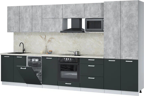 Кухонный гарнитур Интерлиния Мила Лайт 3.7-ПМ4  - фото