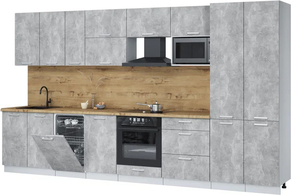 Кухонный гарнитур Интерлиния Мила Лайт 3.7-ПМ4  - фото