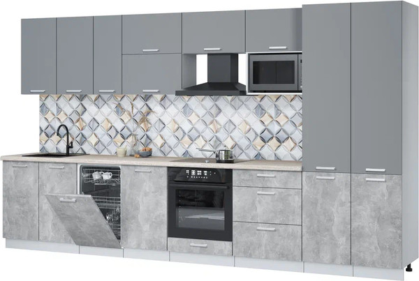 Кухонный гарнитур Интерлиния Мила Лайт 3.7-ПМ4  - фото