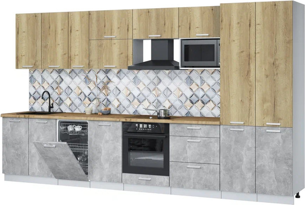 Кухонный гарнитур Интерлиния Мила Лайт 3.7-ПМ4  - фото