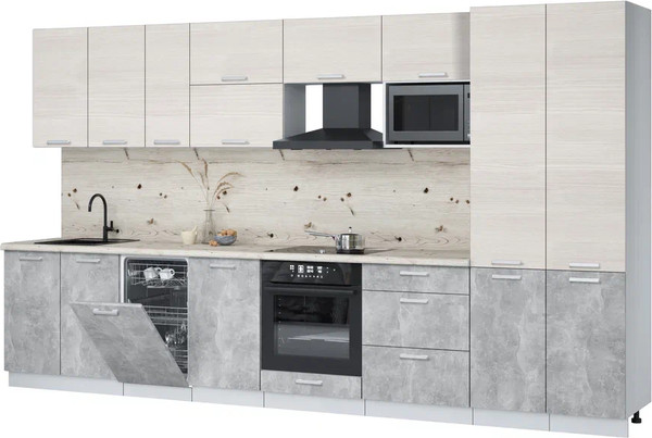 Кухонный гарнитур Интерлиния Мила Лайт 3.7-ПМ4  - фото