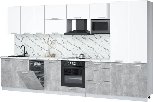 Кухонный гарнитур Интерлиния Мила Лайт 3.7-ПМ4  - фото