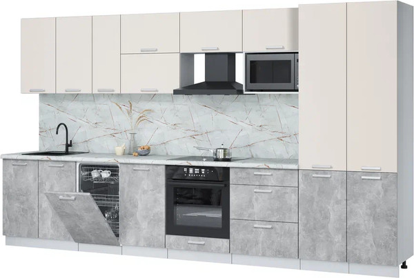 Кухонный гарнитур Интерлиния Мила Лайт 3.7-ПМ4  - фото