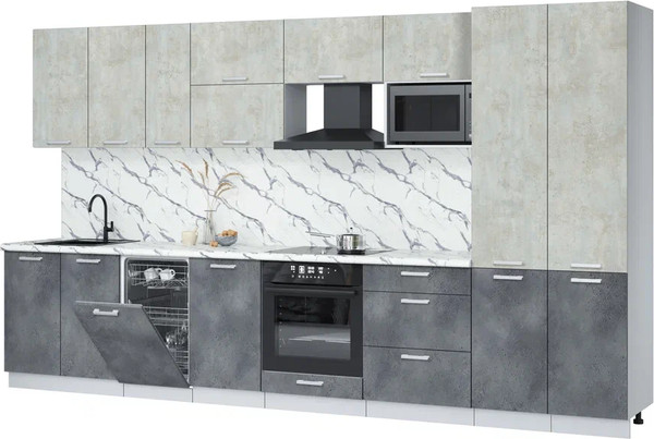 Кухонный гарнитур Интерлиния Мила Лайт 3.7-ПМ4  - фото