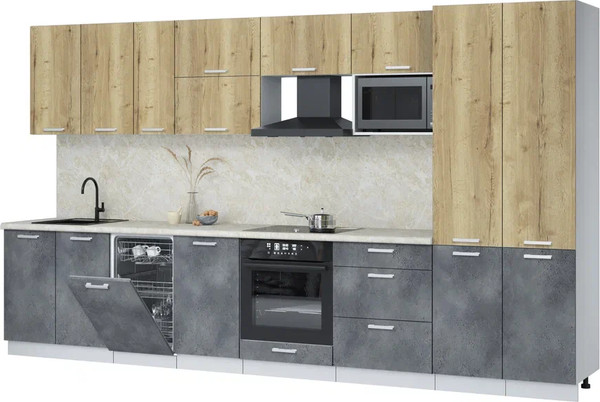 Кухонный гарнитур Интерлиния Мила Лайт 3.7-ПМ4  - фото