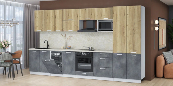 Кухонный гарнитур Интерлиния Мила Лайт 3.7-ПМ4 