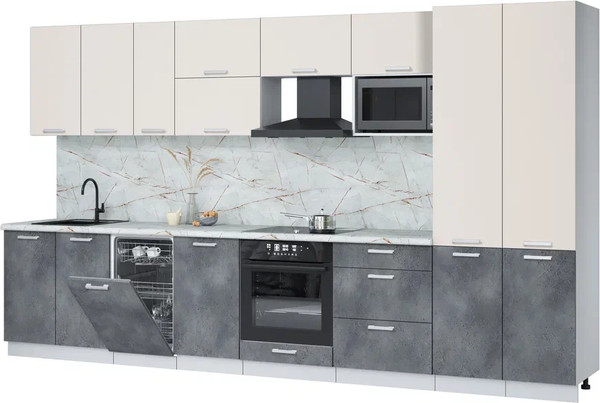 Кухонный гарнитур Интерлиния Мила Лайт 3.7-ПМ4  - фото