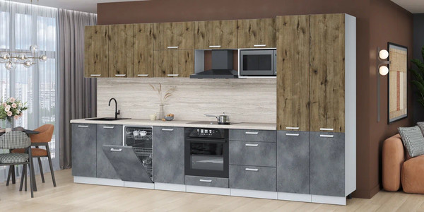 Кухонный гарнитур Интерлиния Мила Лайт 3.7-ПМ4 