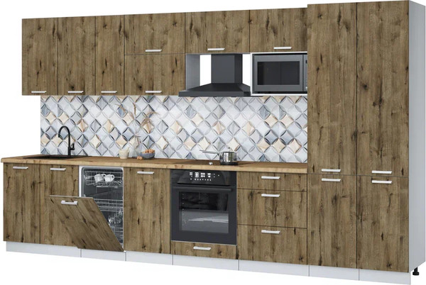 Кухонный гарнитур Интерлиния Мила Лайт 3.7-ПМ4  - фото