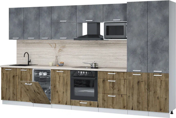 Кухонный гарнитур Интерлиния Мила Лайт 3.7-ПМ4  - фото