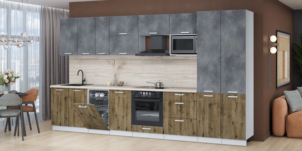 Кухонный гарнитур Интерлиния Мила Лайт 3.7-ПМ4 