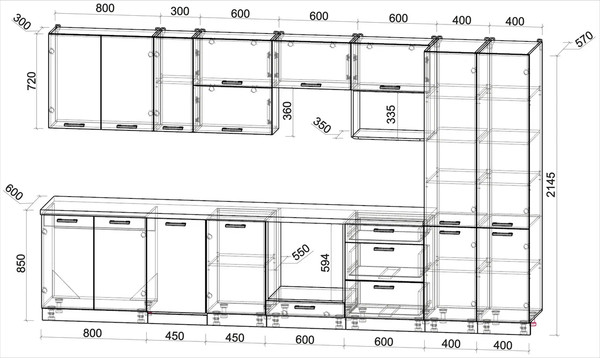 Кухонный гарнитур Интерлиния Мила Лайт 3.7-ПМ4 