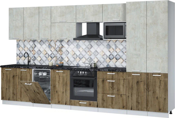 Кухонный гарнитур Интерлиния Мила Лайт 3.7-ПМ4  - фото