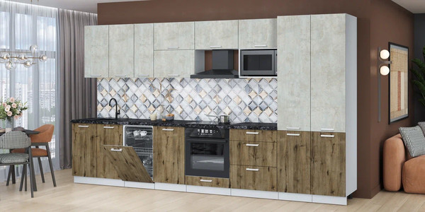 Кухонный гарнитур Интерлиния Мила Лайт 3.7-ПМ4 