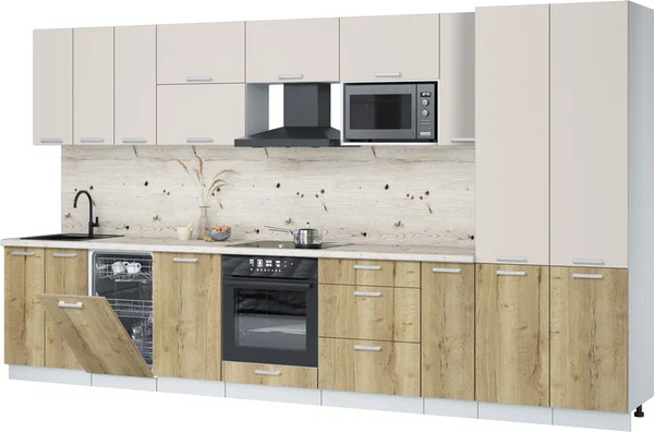 Кухонный гарнитур Интерлиния Мила Лайт 3.8-ПМ4 - фото