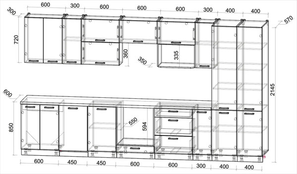 Кухонный гарнитур Интерлиния Мила Лайт 3.8-ПМ4 