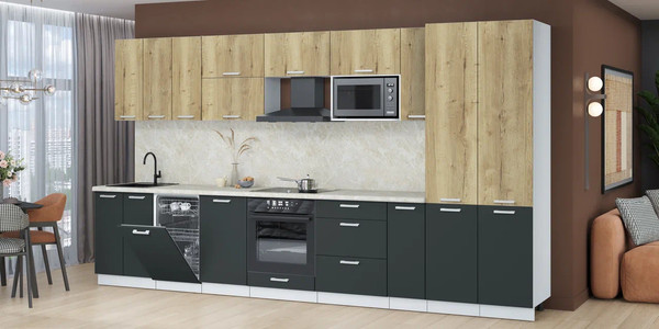 Кухонный гарнитур Интерлиния Мила Лайт 3.8-ПМ4  - фото