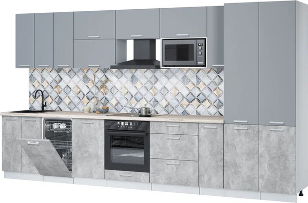 Кухонный гарнитур Интерлиния Мила Лайт 3.8-ПМ4  - фото